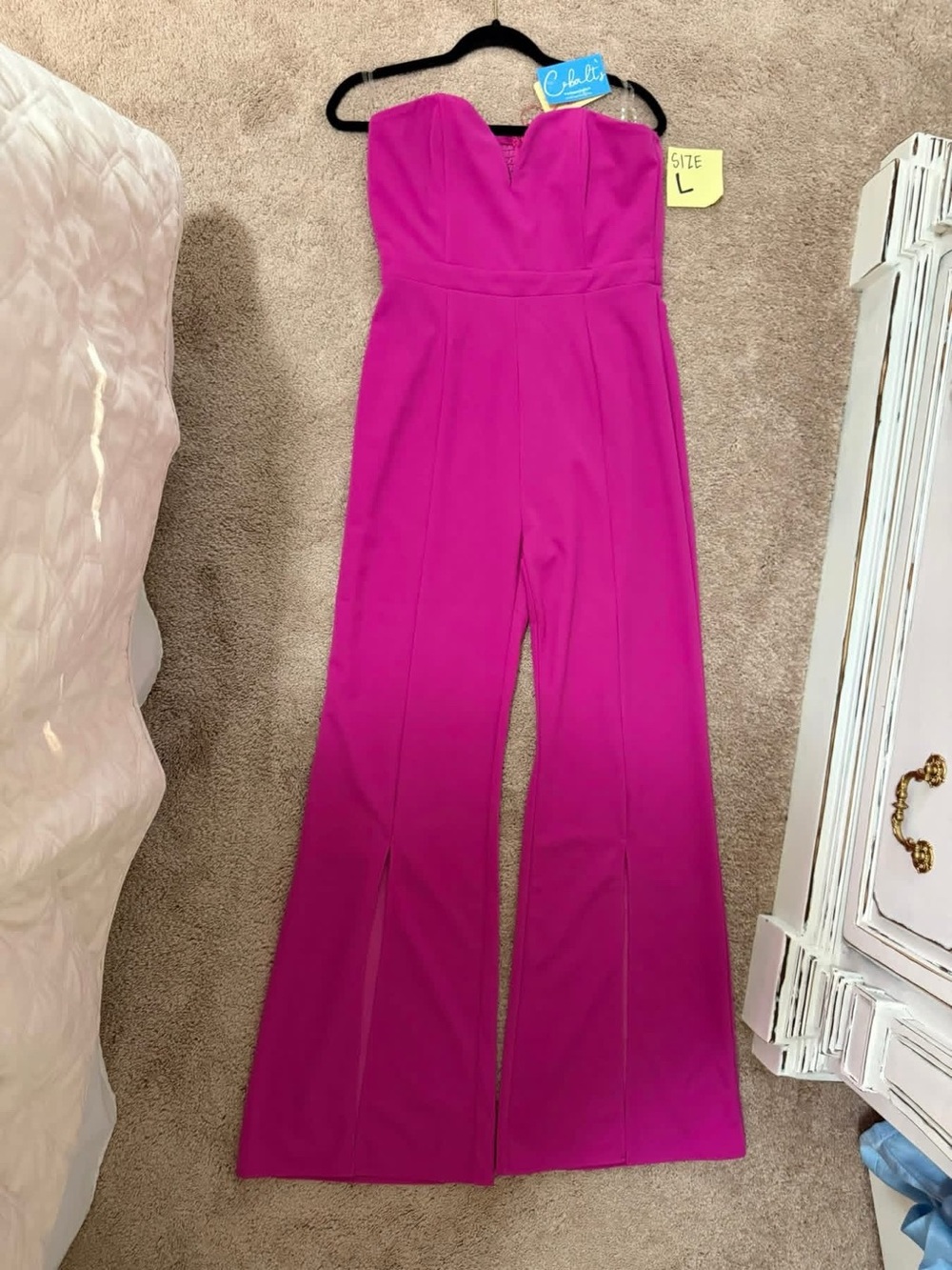 entro Strapless Magenta Wide-Leg Jumpsuit
